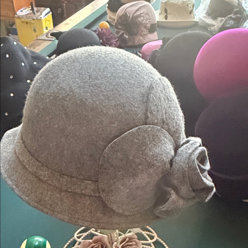 Elegant Gray Wool Cloche Hat